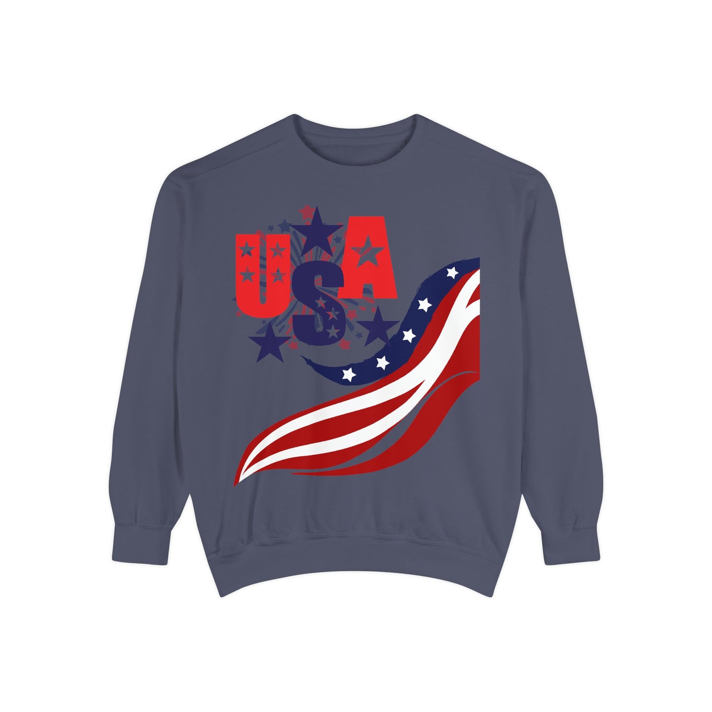 USA Flag Garment-Dyed Sweatshirt | Unisex Patriotic Sweatshirt for Independence Day & Everyday Wear