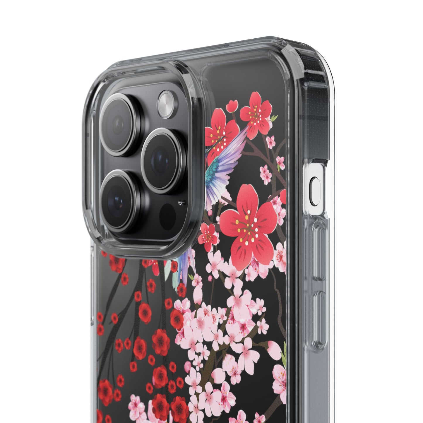 Floral Bird Clear Phone Case - Cherry Blossom Design