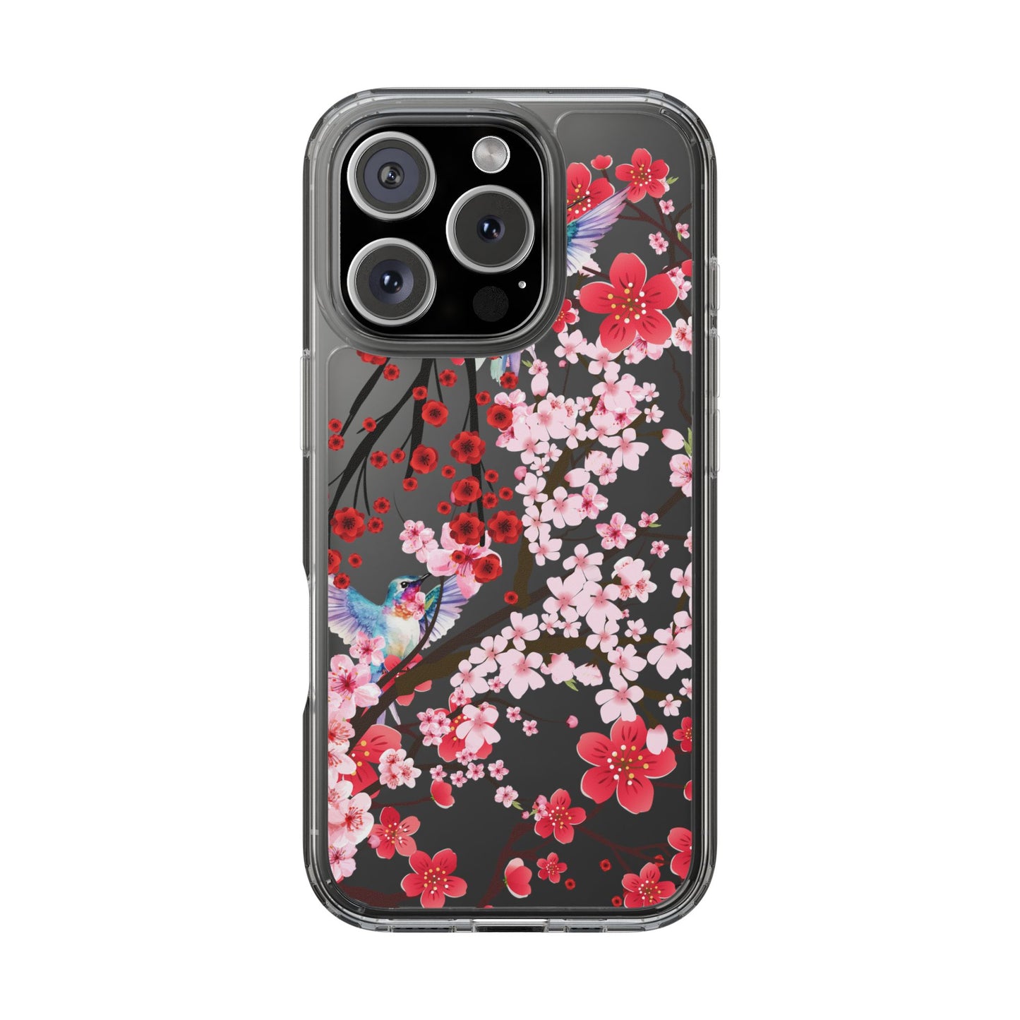 Floral Bird Clear Phone Case - Cherry Blossom Design
