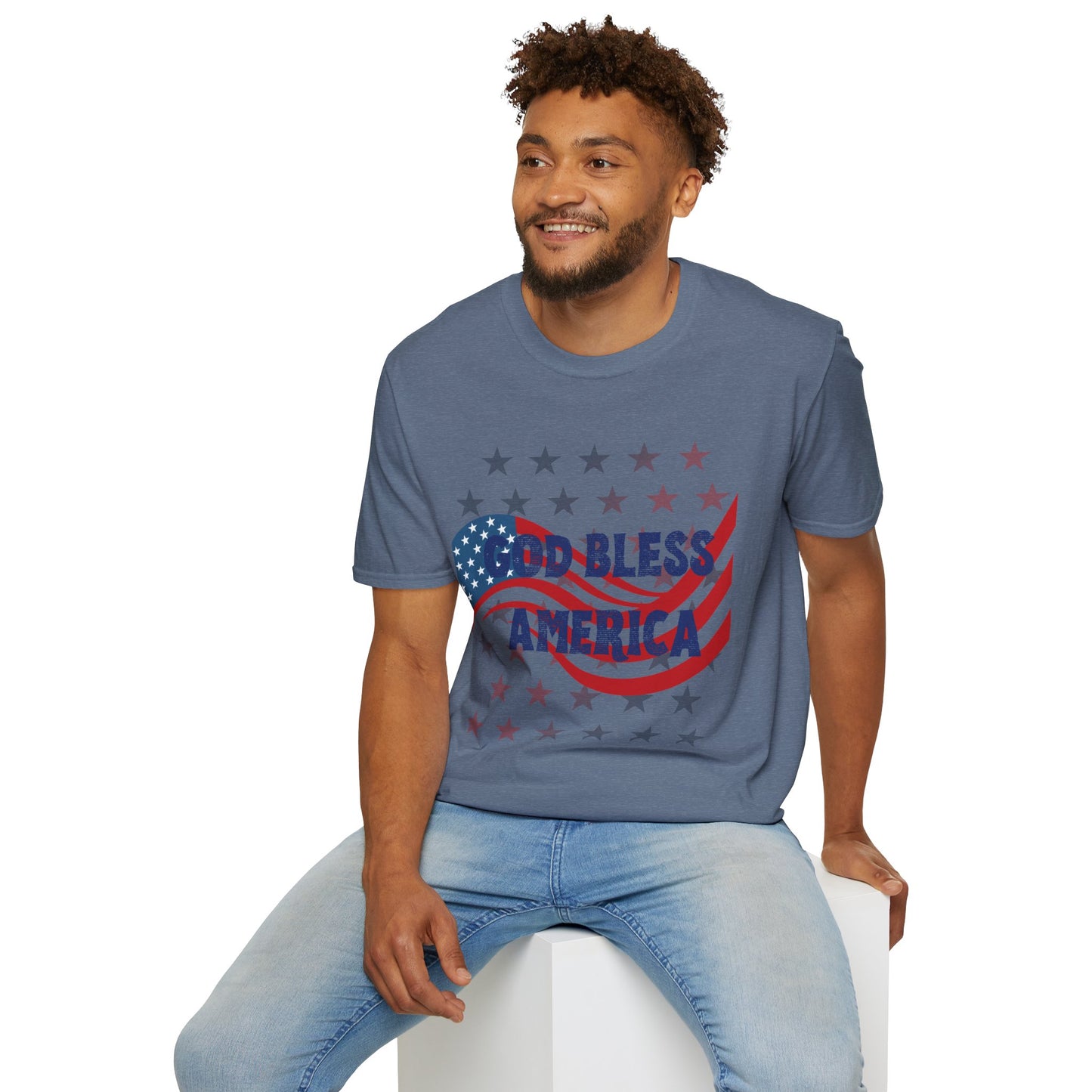 Unisex Softstyle T-Shirt - 'God Bless America' Patriotic Tee for Independence Day