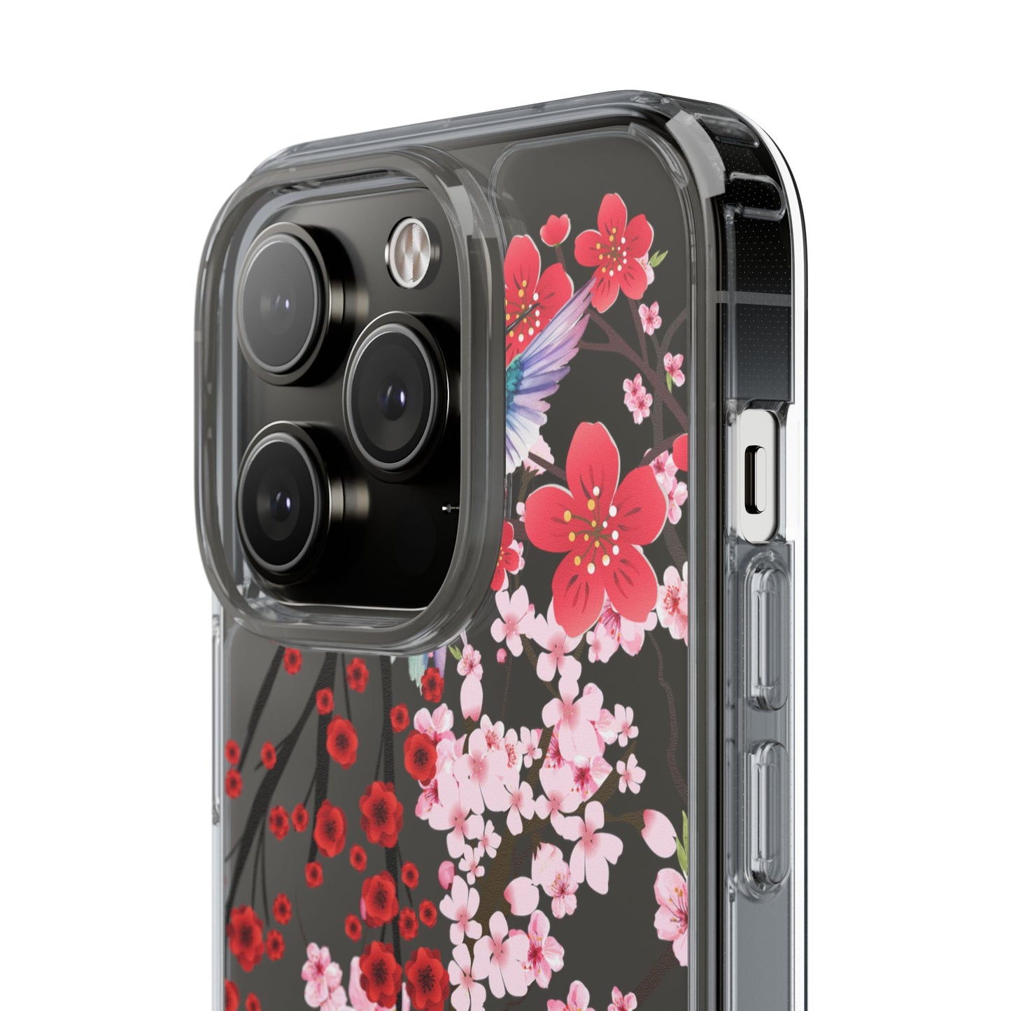Floral Bird Clear Phone Case - Cherry Blossom Design