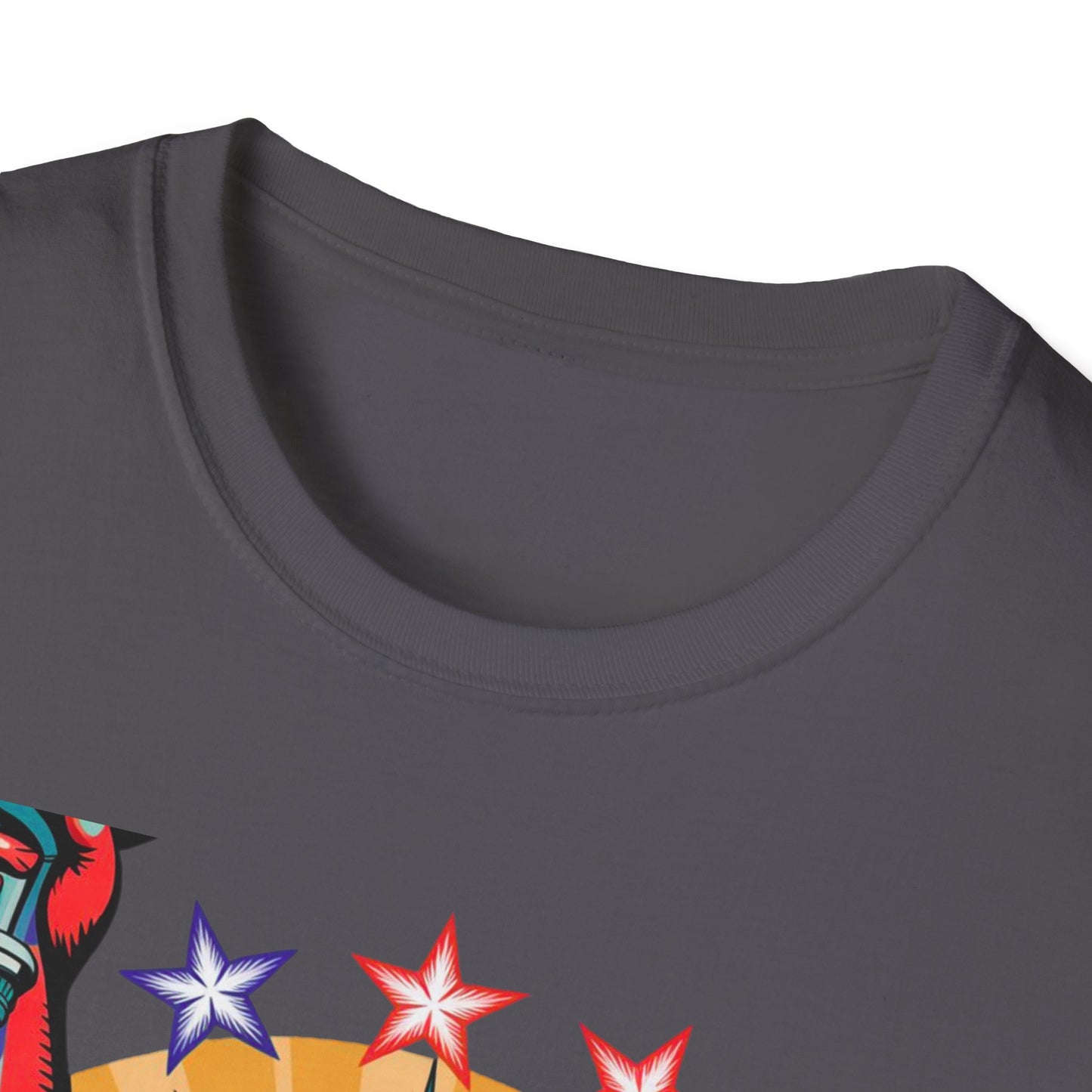 Patriotic USA T-Shirt - Unisex Softstyle Tee with Liberty Graphic