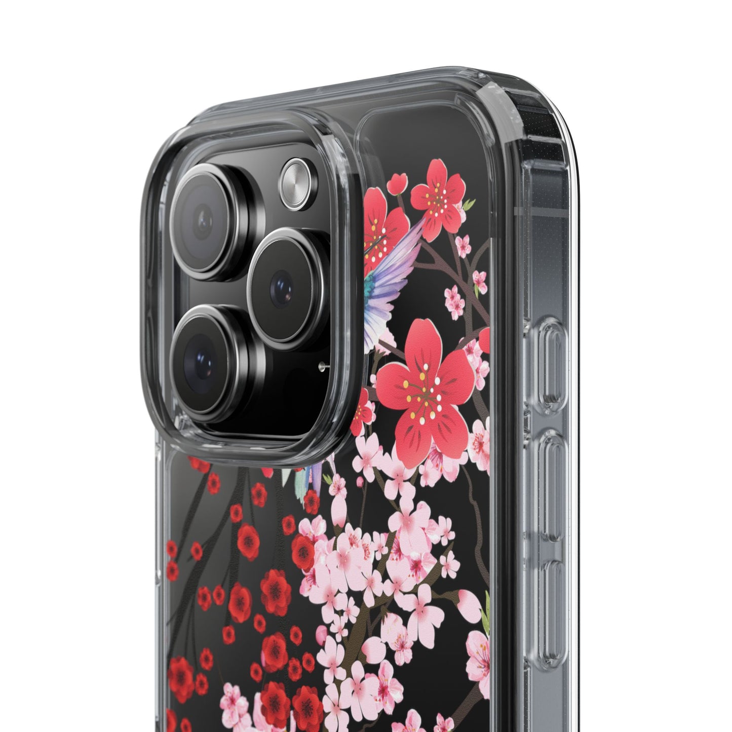 Floral Bird Clear Phone Case - Cherry Blossom Design