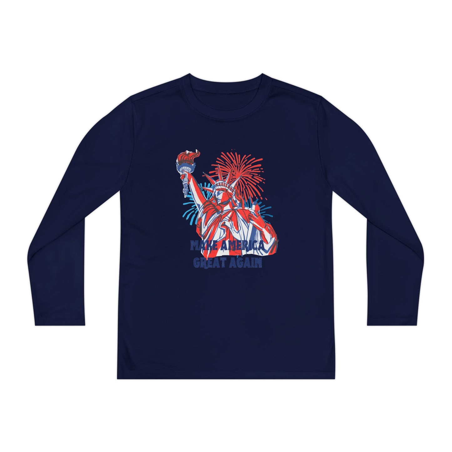 Youth Long Sleeve Competitor Tee - Make America Great Again Fireworks Shirt