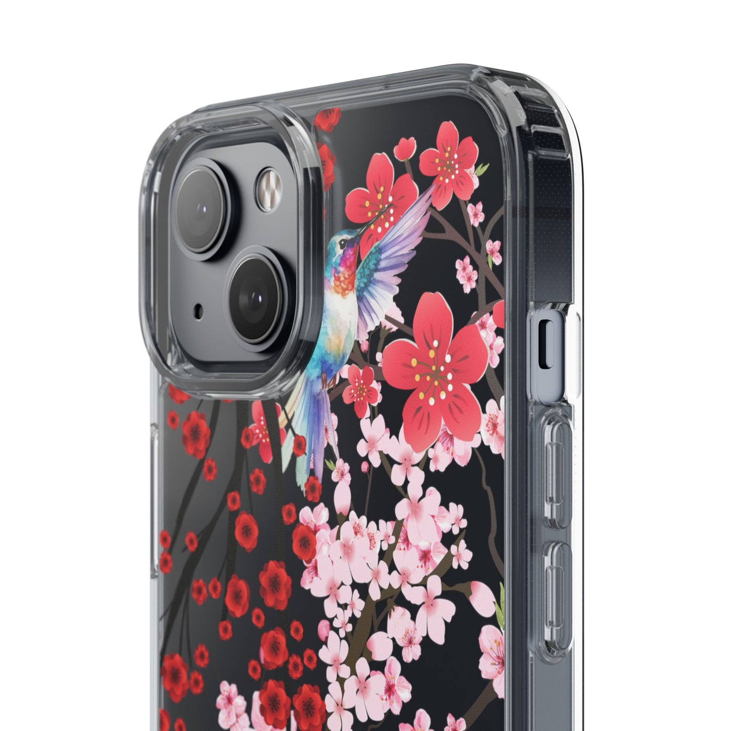 Floral Bird Clear Phone Case - Cherry Blossom Design