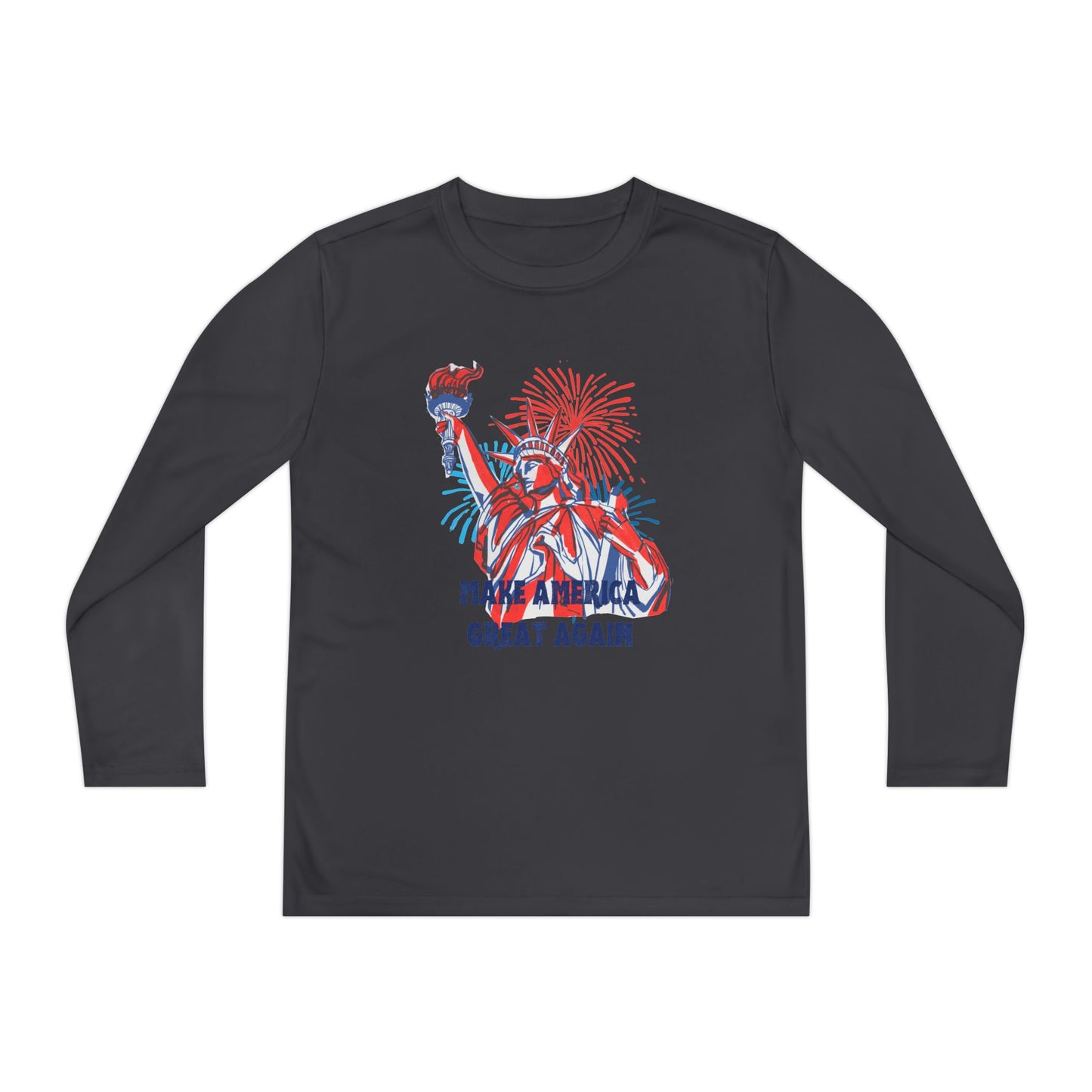Youth Long Sleeve Competitor Tee - Make America Great Again Fireworks Shirt