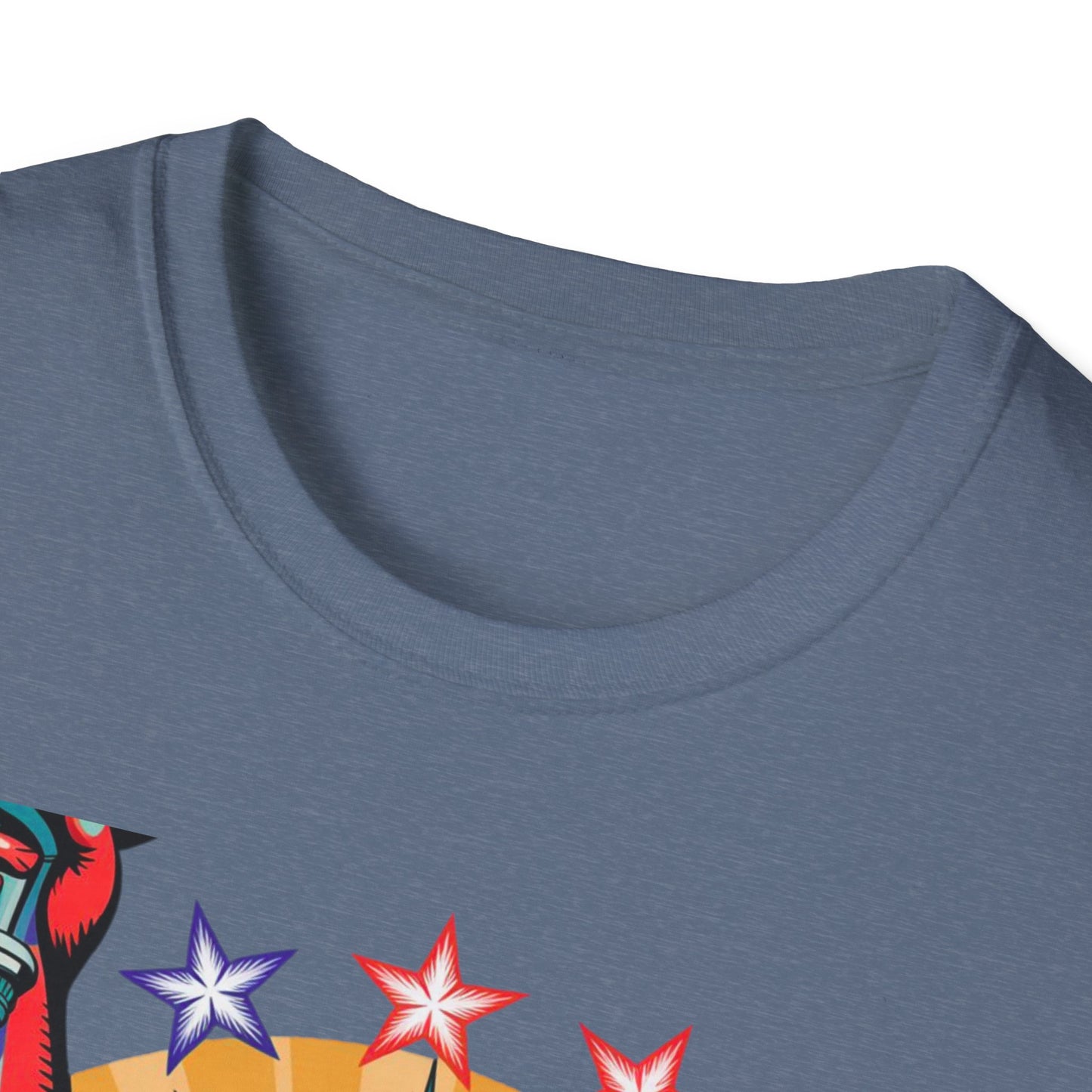 Patriotic USA T-Shirt - Unisex Softstyle Tee with Liberty Graphic