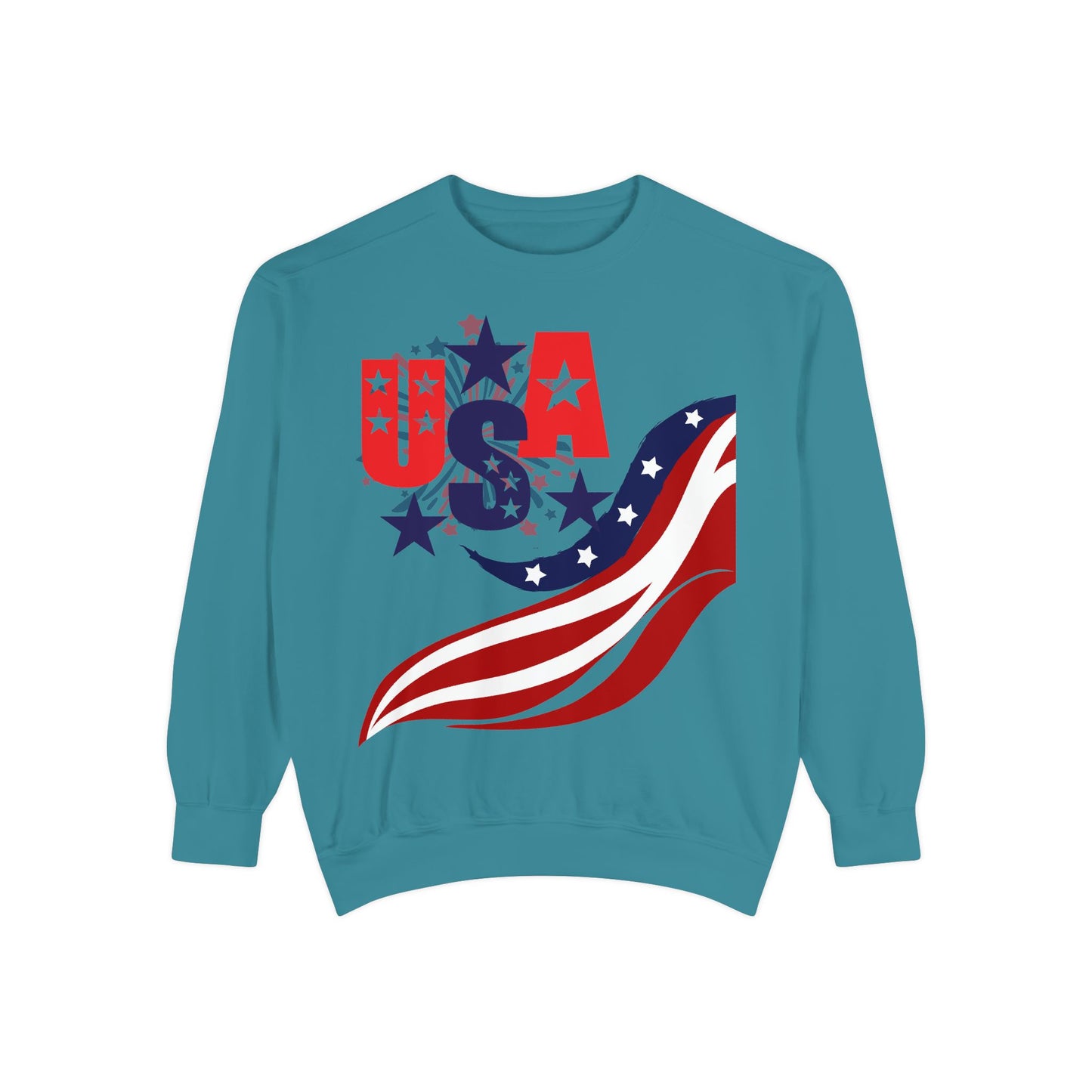 USA Flag Garment-Dyed Sweatshirt | Unisex Patriotic Sweatshirt for Independence Day & Everyday Wear
