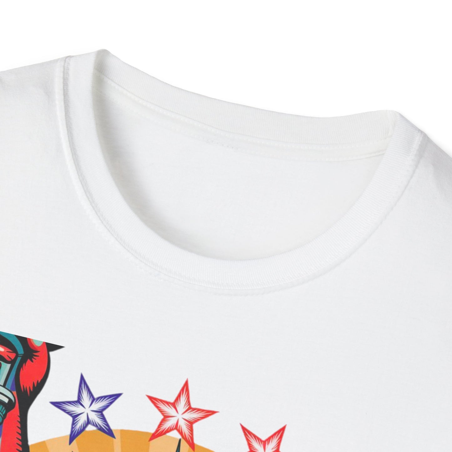 Patriotic USA T-Shirt - Unisex Softstyle Tee with Liberty Graphic