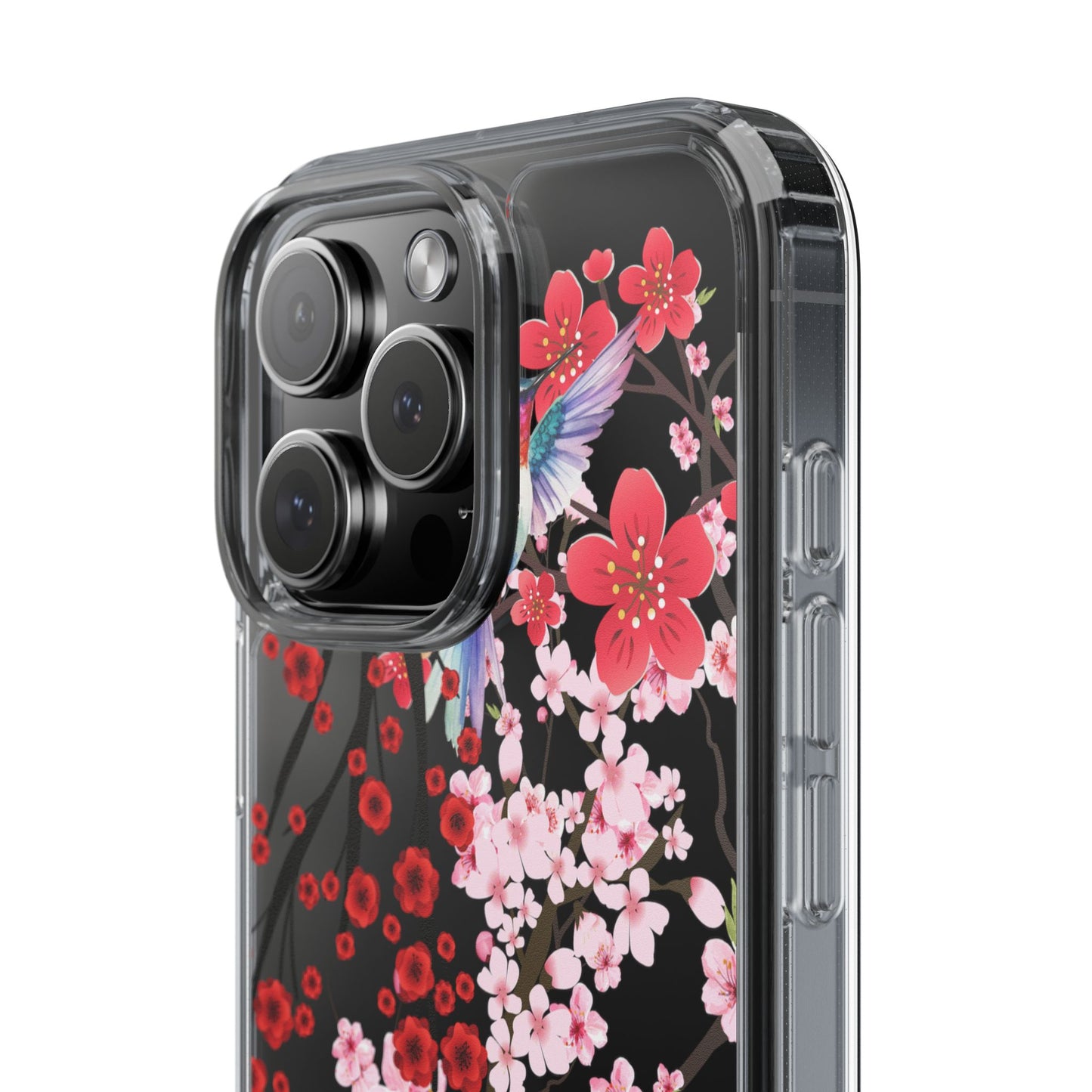 Floral Bird Clear Phone Case - Cherry Blossom Design