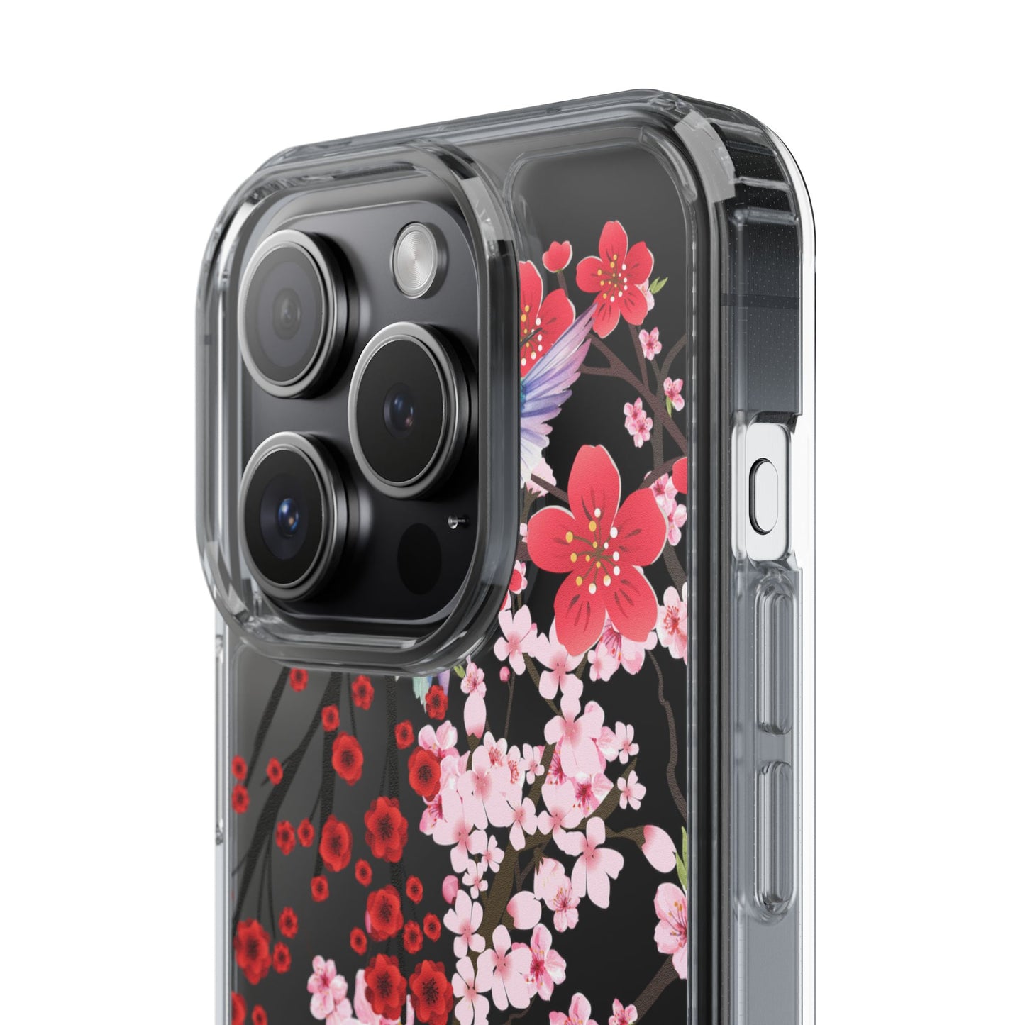 Floral Bird Clear Phone Case - Cherry Blossom Design
