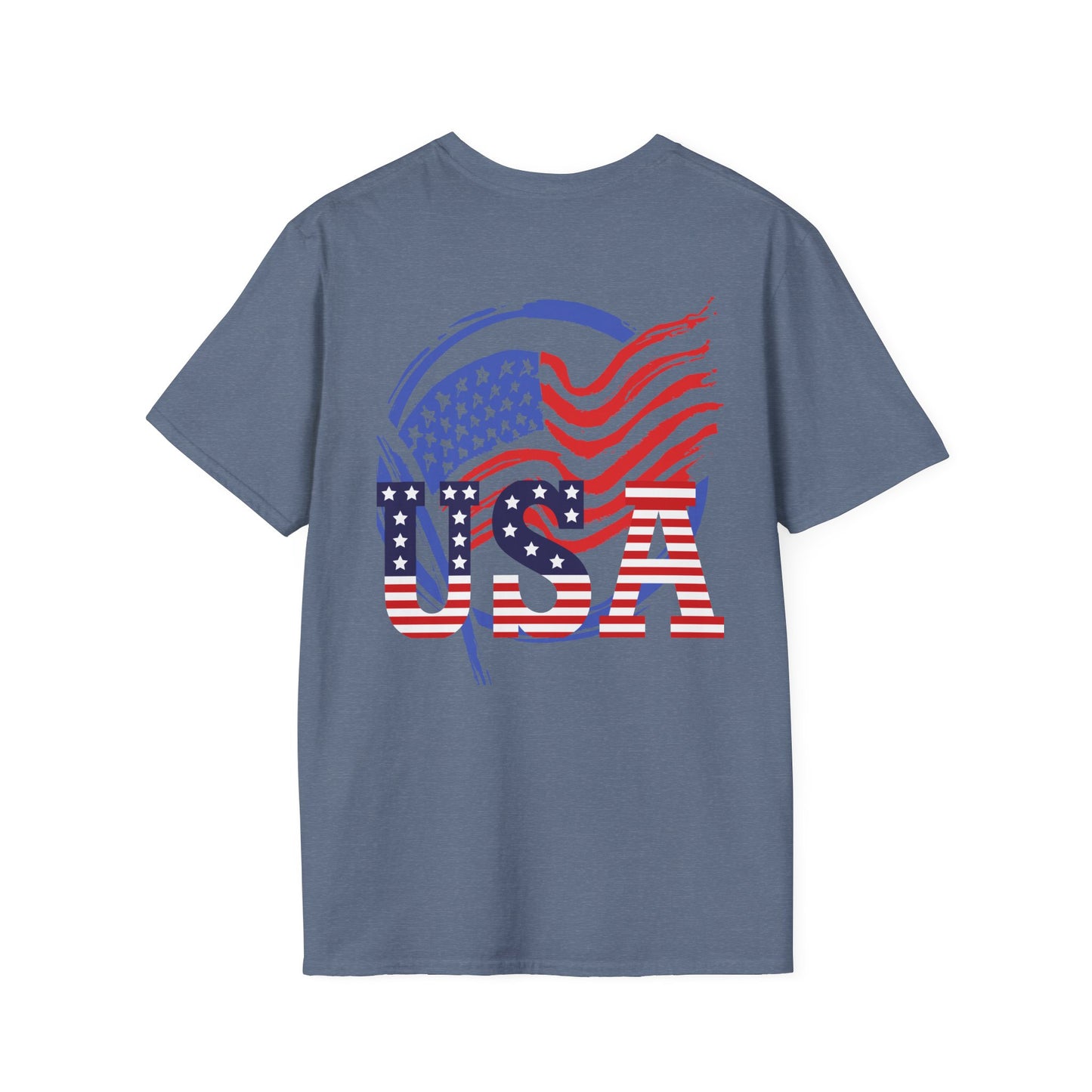 Patriotic USA T-Shirt - Unisex Softstyle Tee with Liberty Graphic