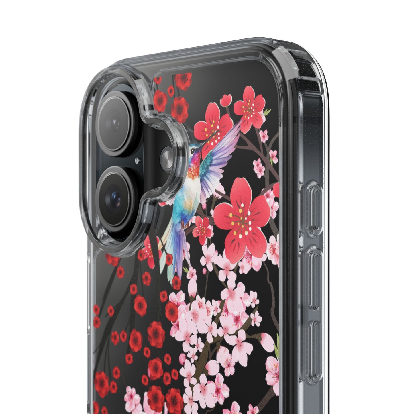 Floral Bird Clear Phone Case - Cherry Blossom Design