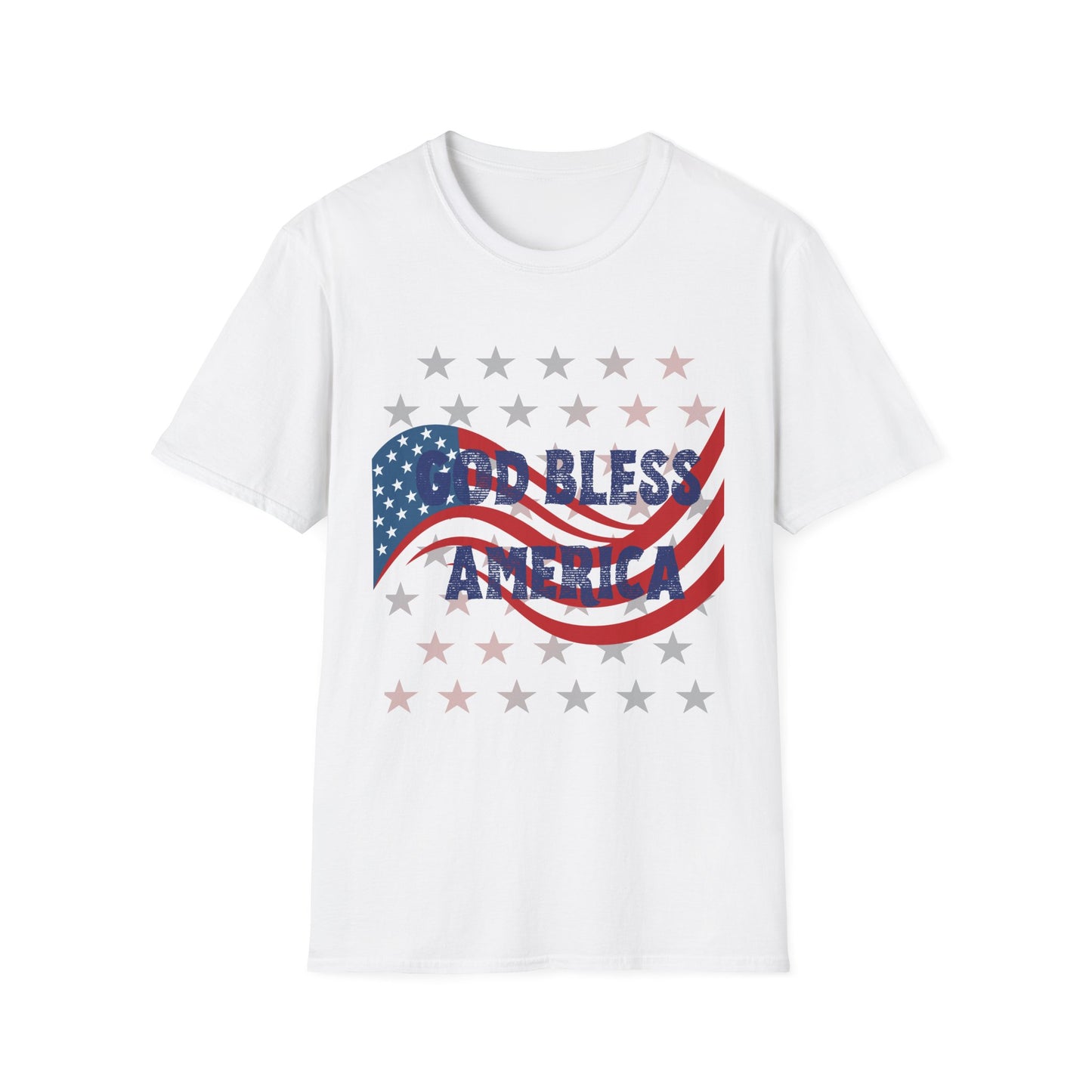 Unisex Softstyle T-Shirt - 'God Bless America' Patriotic Tee for Independence Day