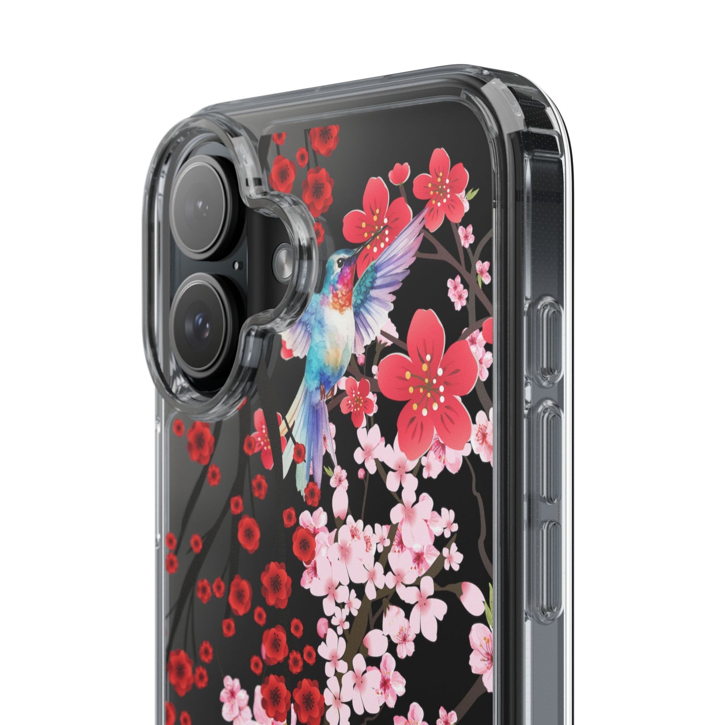 Floral Bird Clear Phone Case - Cherry Blossom Design