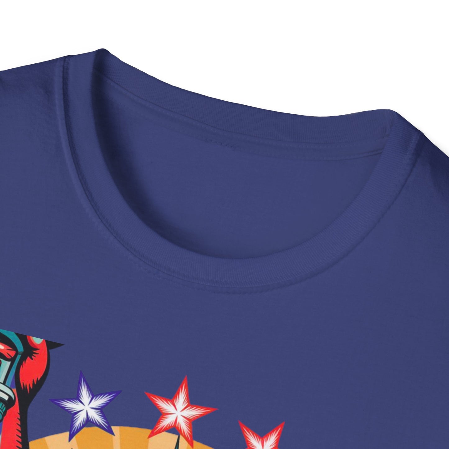 Patriotic USA T-Shirt - Unisex Softstyle Tee with Liberty Graphic