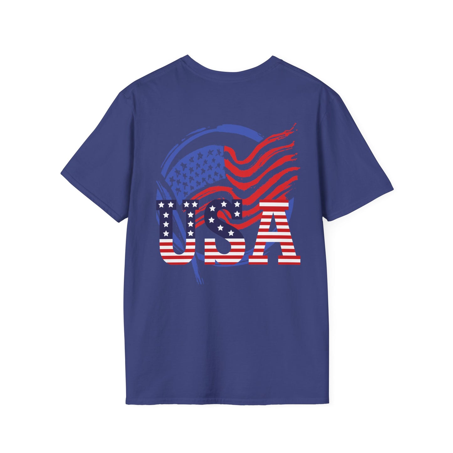 Patriotic USA T-Shirt - Unisex Softstyle Tee with Liberty Graphic