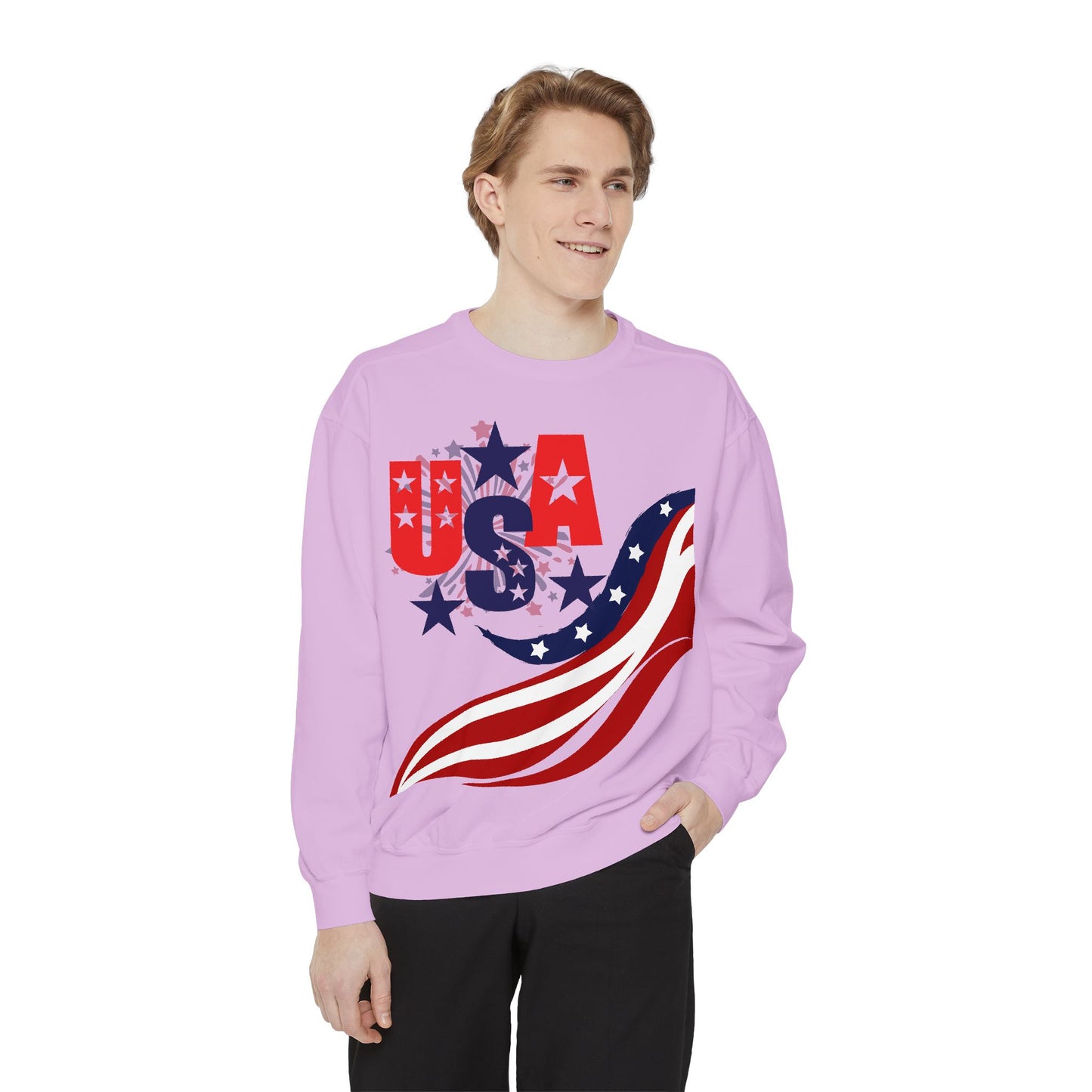 USA Flag Garment-Dyed Sweatshirt | Unisex Patriotic Sweatshirt for Independence Day & Everyday Wear