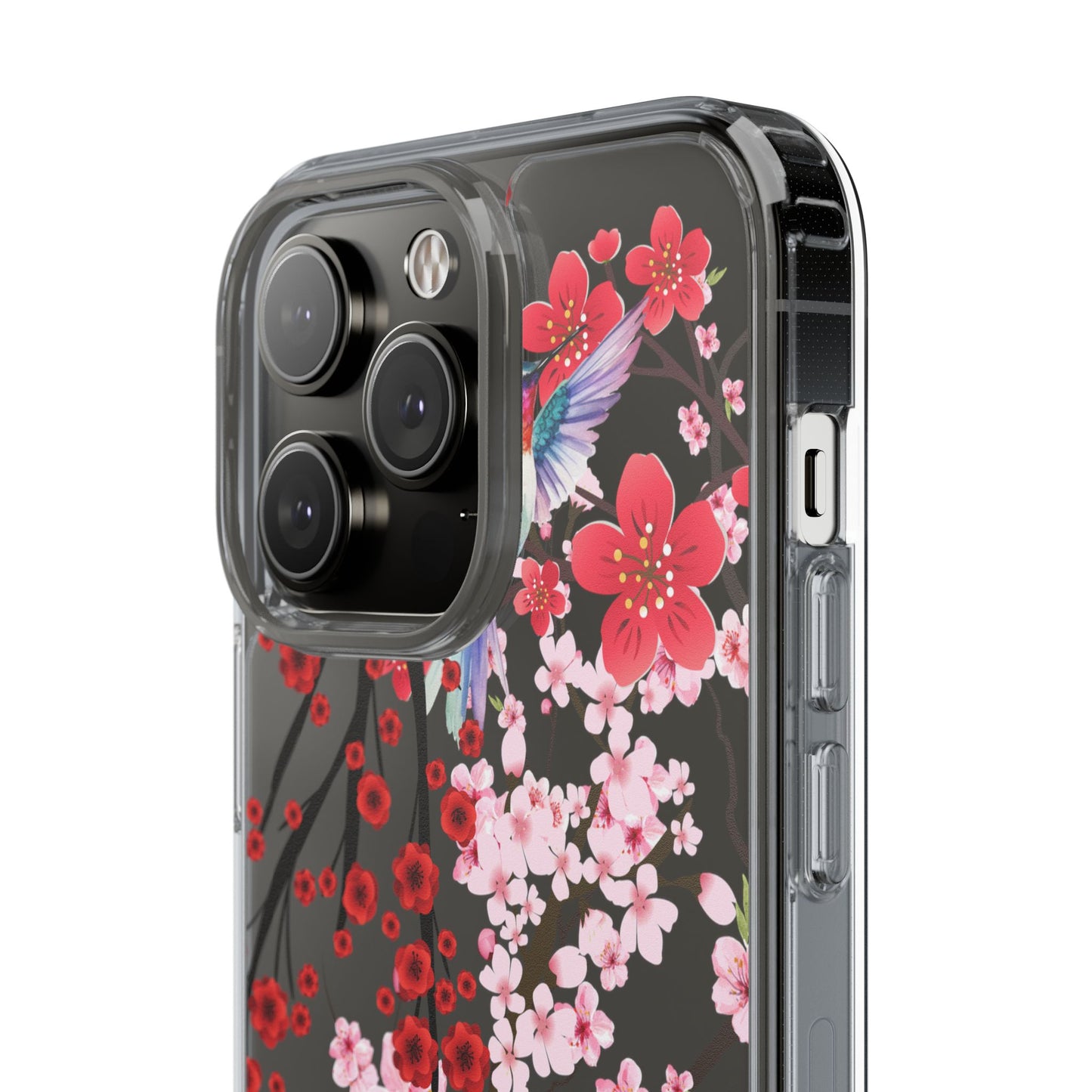 Floral Bird Clear Phone Case - Cherry Blossom Design
