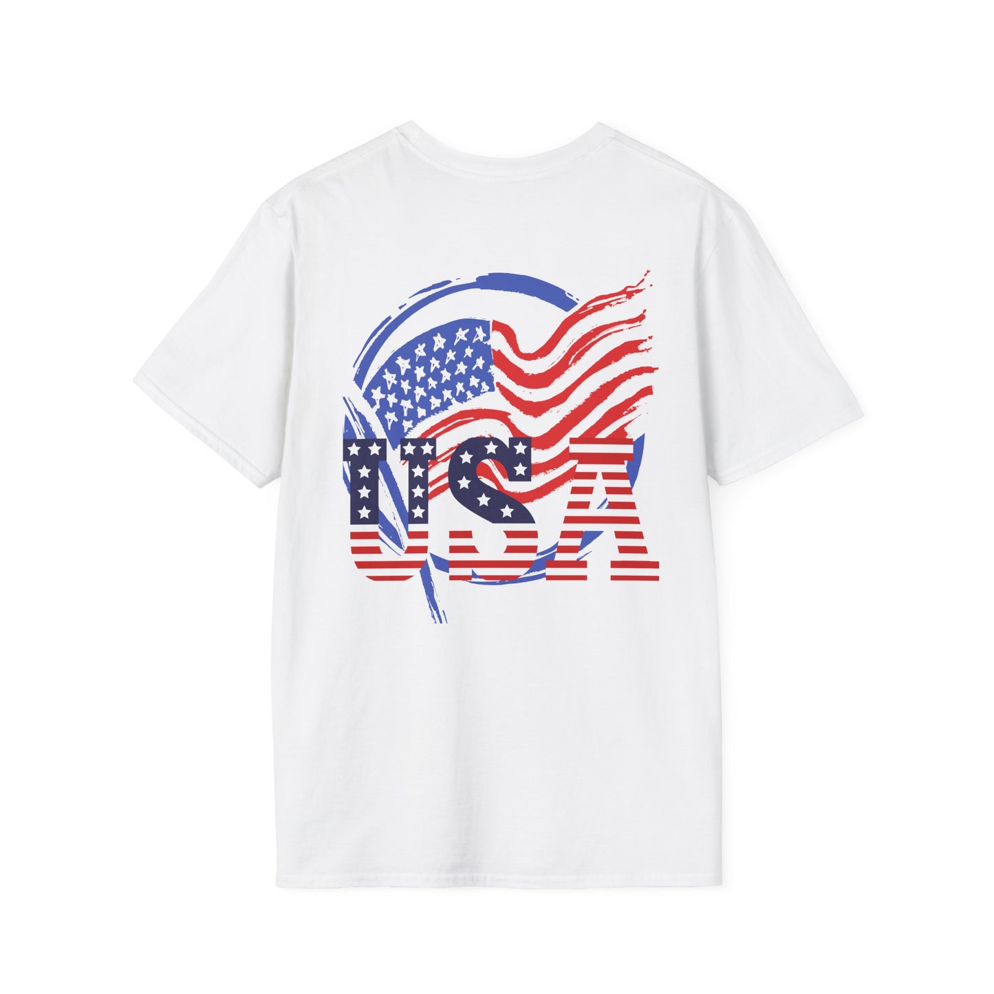 Patriotic USA T-Shirt - Unisex Softstyle Tee with Liberty Graphic