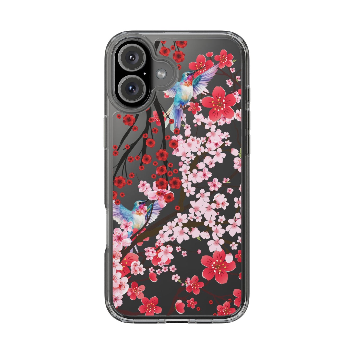 Floral Bird Clear Phone Case - Cherry Blossom Design