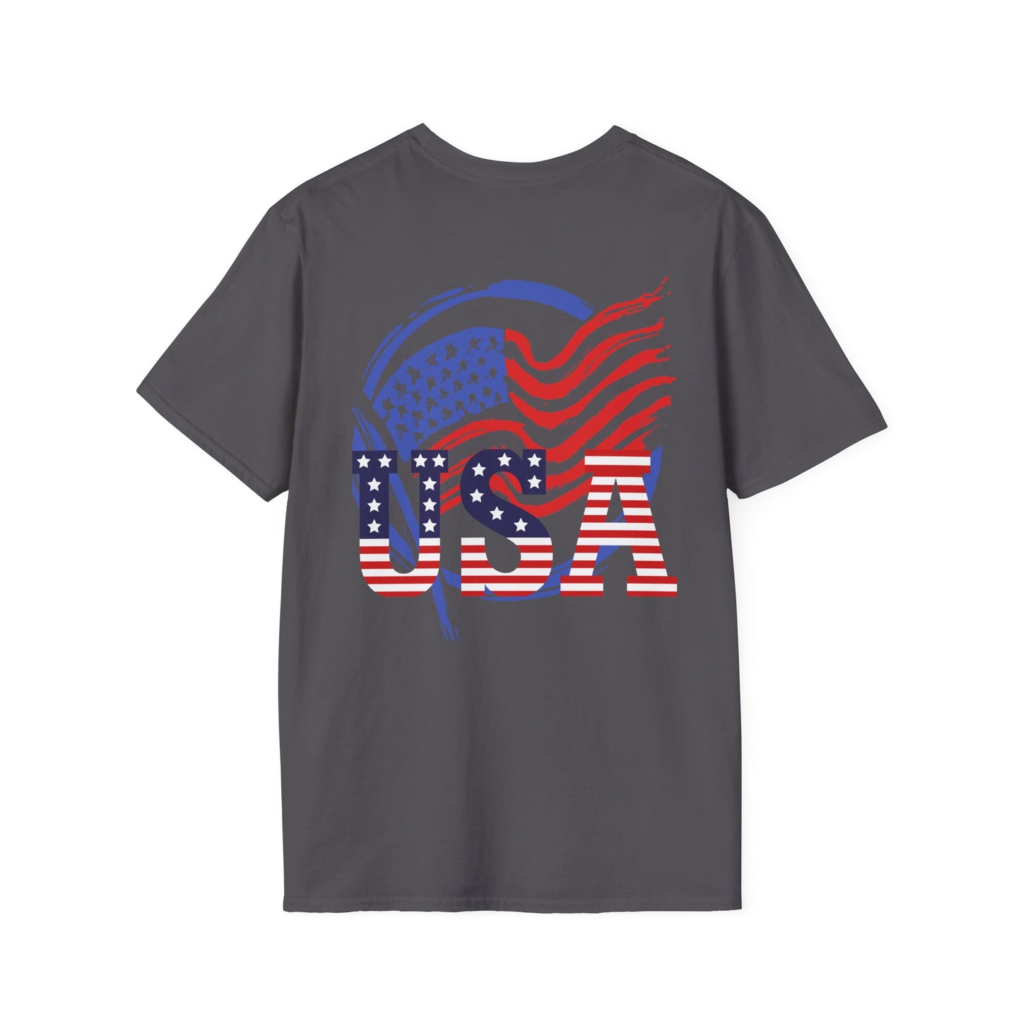 Patriotic USA T-Shirt - Unisex Softstyle Tee with Liberty Graphic