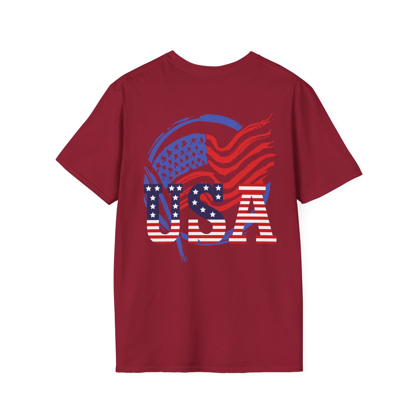Patriotic USA T-Shirt - Unisex Softstyle Tee with Liberty Graphic