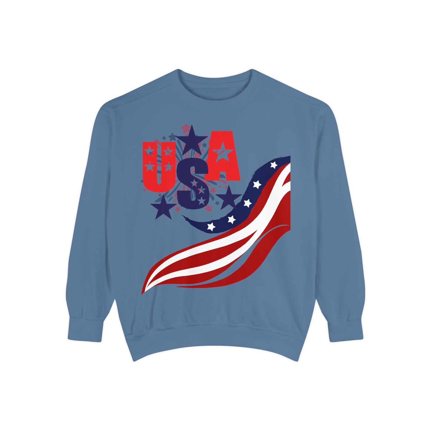 USA Flag Garment-Dyed Sweatshirt | Unisex Patriotic Sweatshirt for Independence Day & Everyday Wear