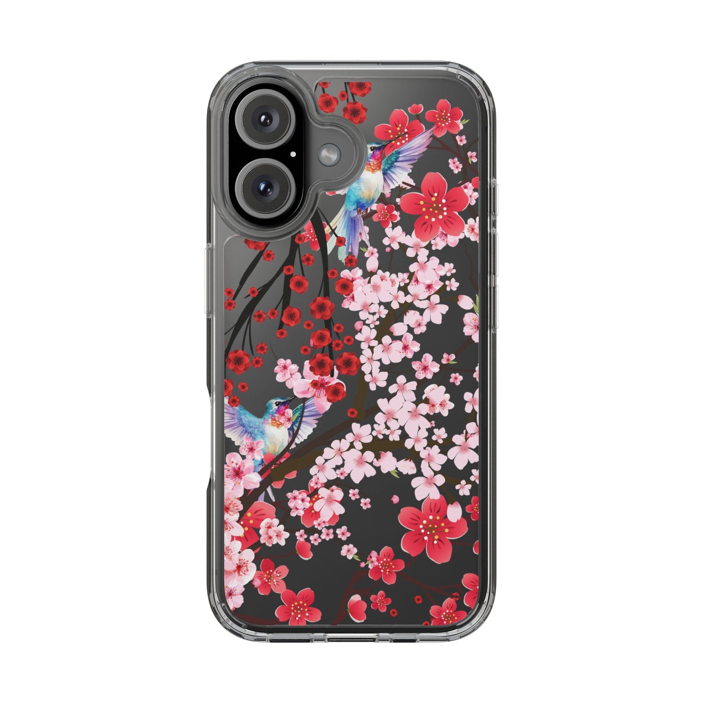 Floral Bird Clear Phone Case - Cherry Blossom Design