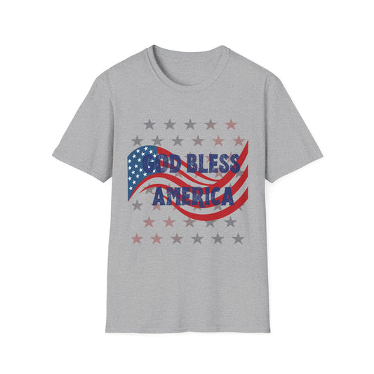Unisex Softstyle T-Shirt - 'God Bless America' Patriotic Tee for Independence Day
