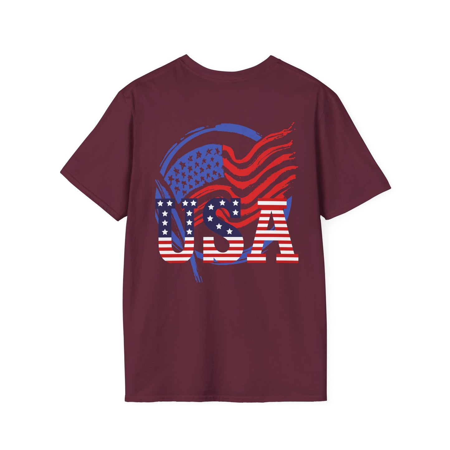 Patriotic USA T-Shirt - Unisex Softstyle Tee with Liberty Graphic